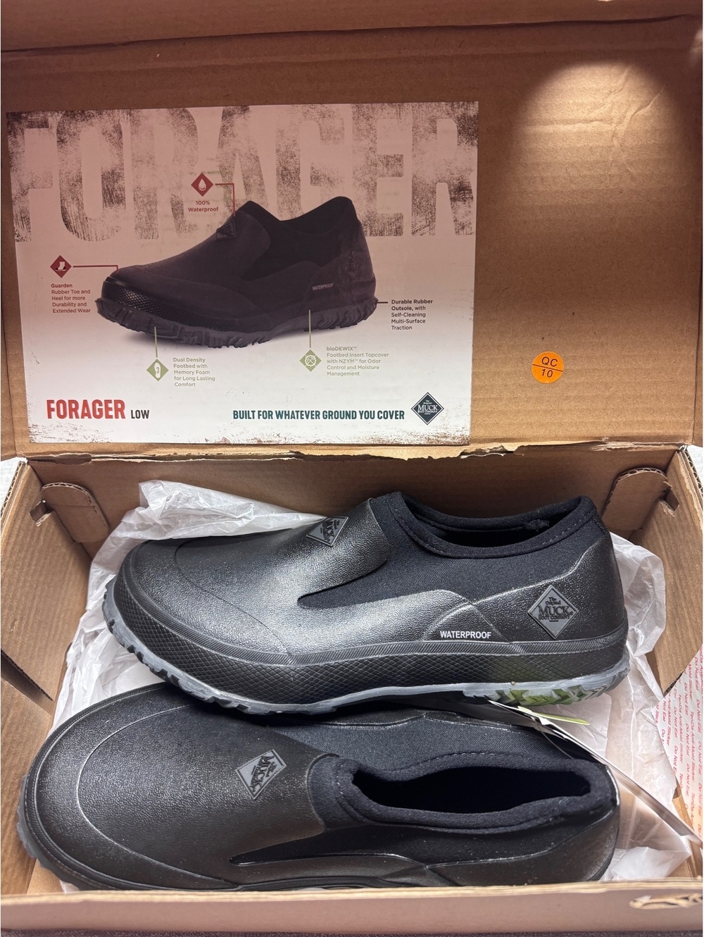 Muck Forager Low Waterproof Slip On Shoes Black Mens 8 Womens 9